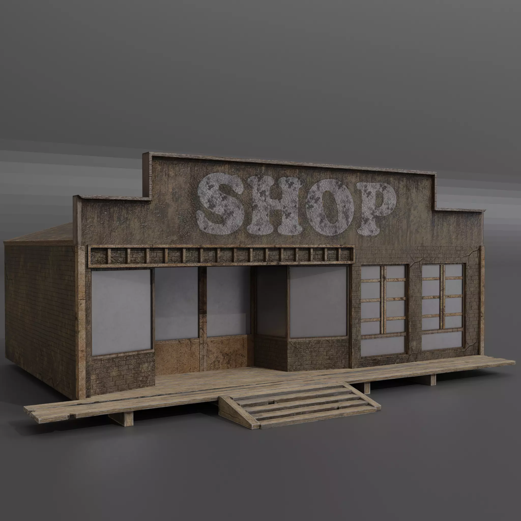 Western shop  Low-poly 3D model_0