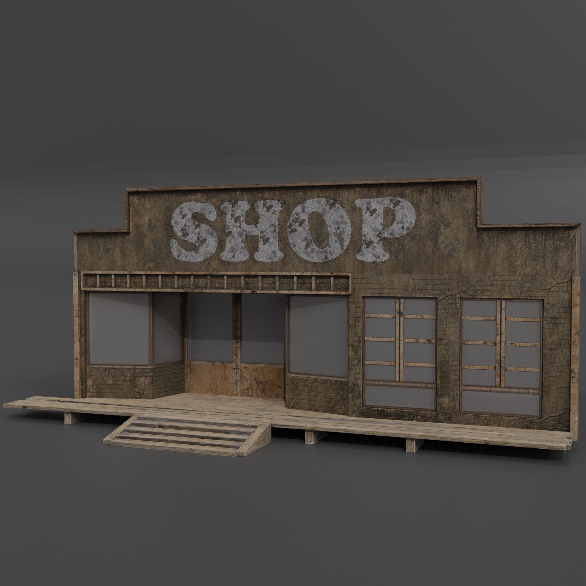 Western shop  Low-poly 3D model_1