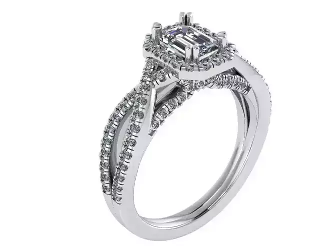 emerald halo twisted ring  0070 3D print model