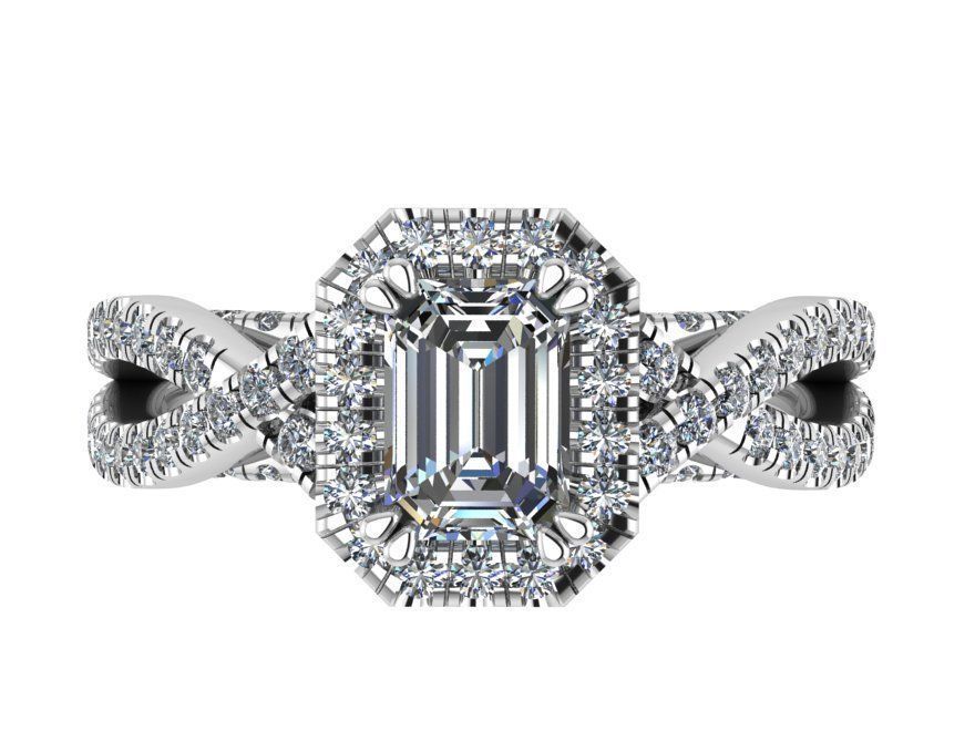 emerald halo twisted ring  0070 3D print model_3