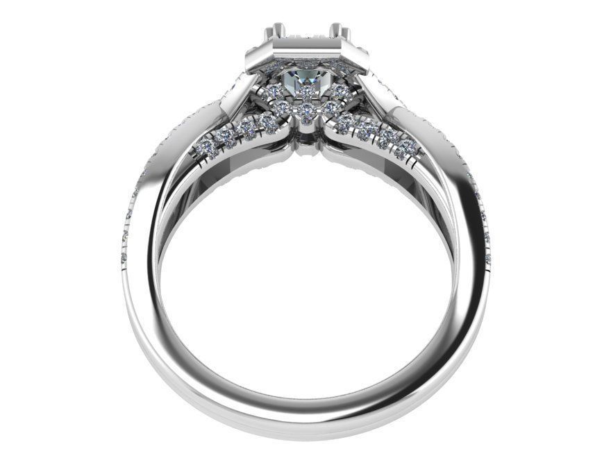 emerald halo twisted ring  0070 3D print model_2