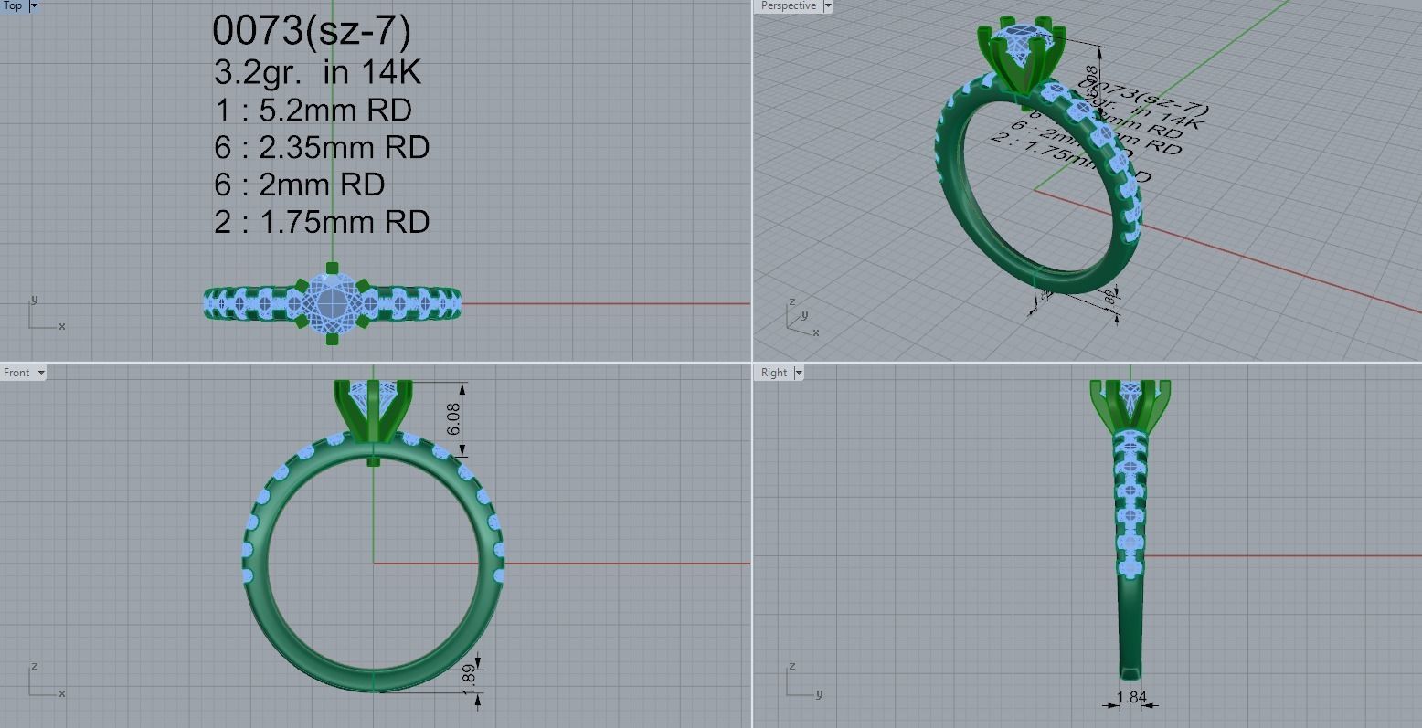 solitaire ring 0073 3D print model_4