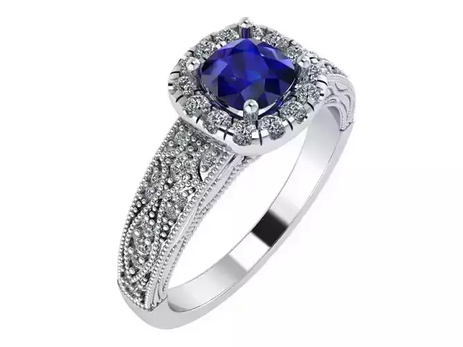 qushion halo ring with diamond 0074 3D print model