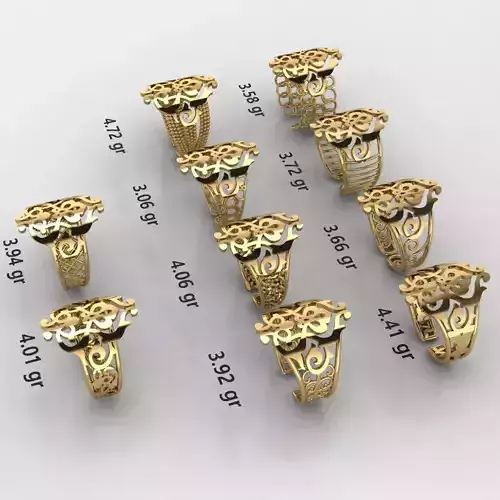 10 models of Arabesque rings 