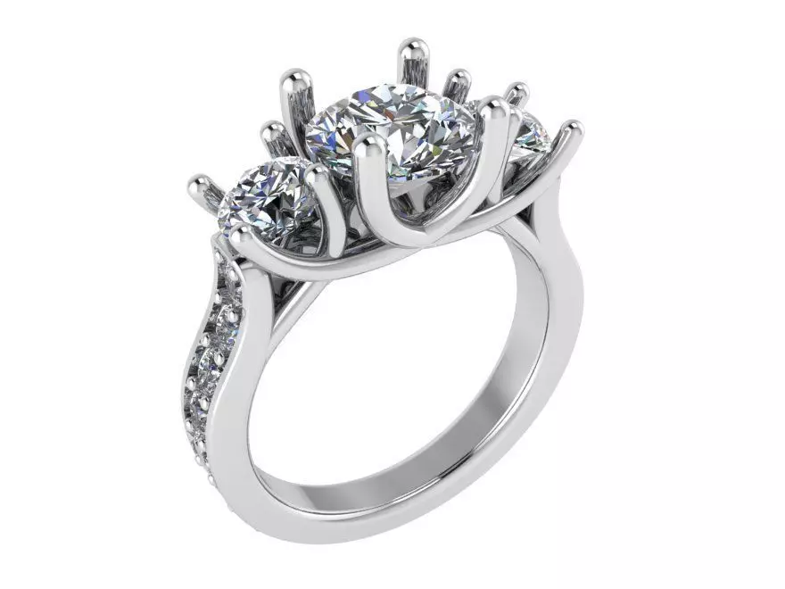 3 stone ring with diamonds 0077 3D print model_0