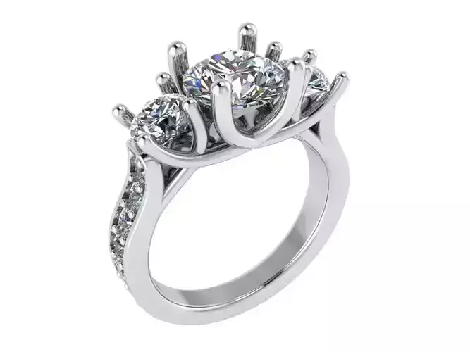 3 stone ring with diamonds 0077