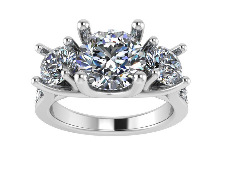 3 stone ring with diamonds 0077 3D print model_2