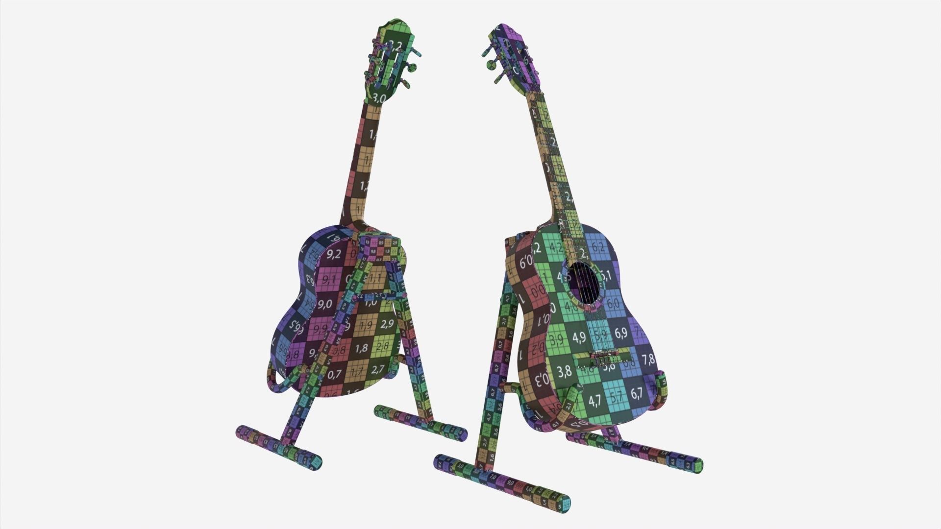 Classic acoustic guitar with stand 3D model_8