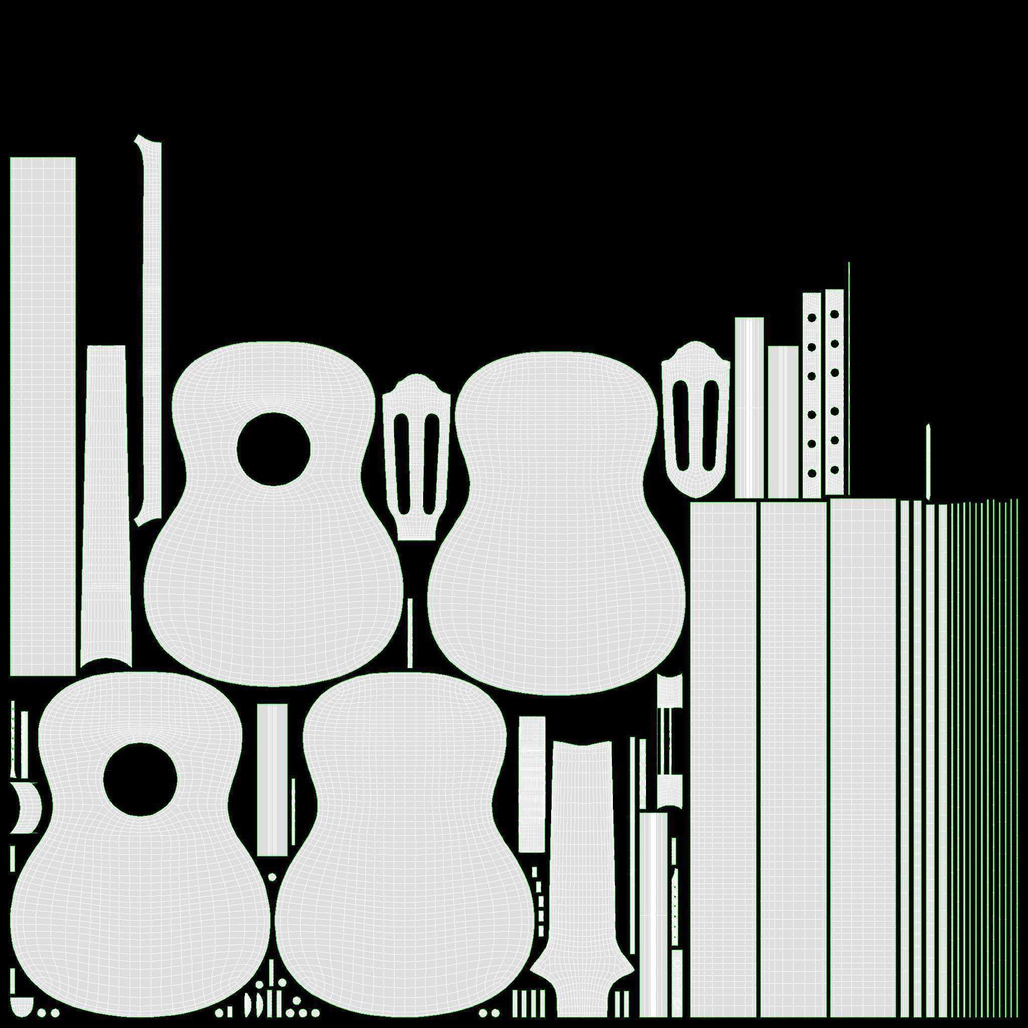 Classic acoustic guitar with stand 3D model_12