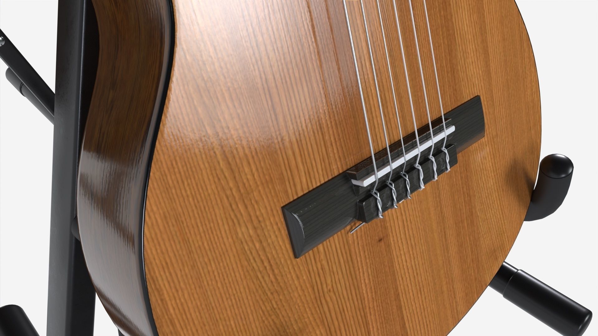 Classic acoustic guitar with stand 3D model_2