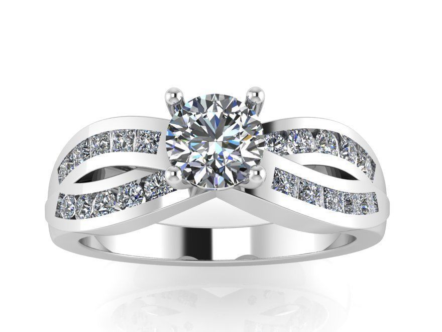 solitaire twisted ring 0080 3D print model_2