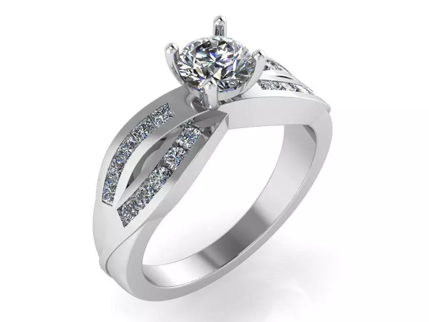 solitaire twisted ring 0080 3D print model_0