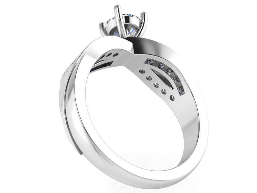 solitaire twisted ring 0080 3D print model_3