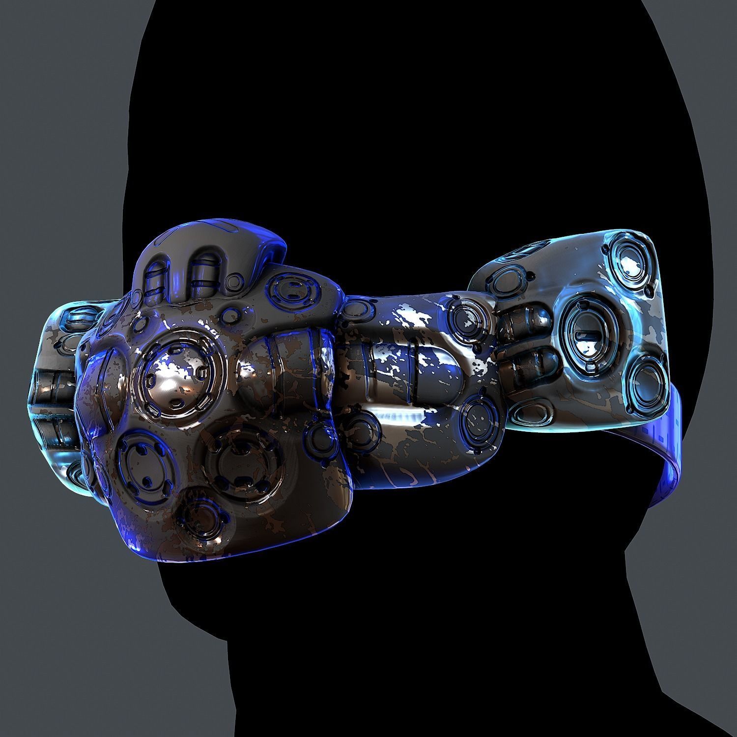 Gas mask helmet 3d model scifi Low-poly Low-poly 3D model_5