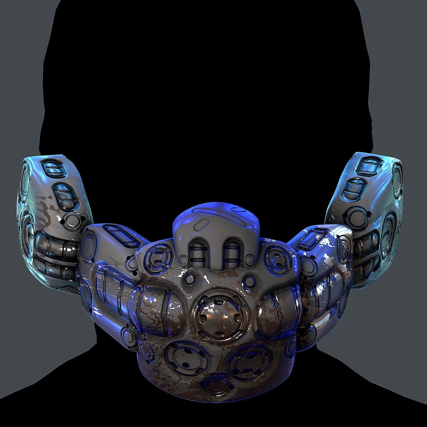 Gas mask helmet 3d model scifi Low-poly Low-poly 3D model_1