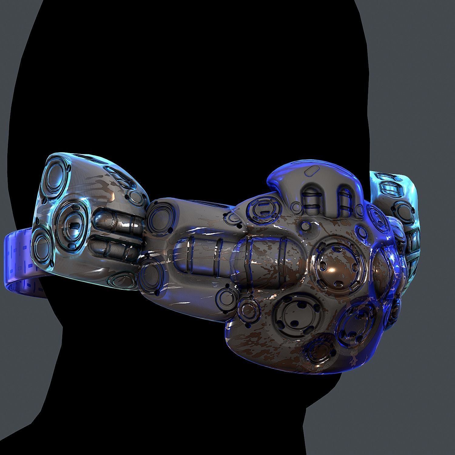 Gas mask helmet 3d model scifi Low-poly Low-poly 3D model_6