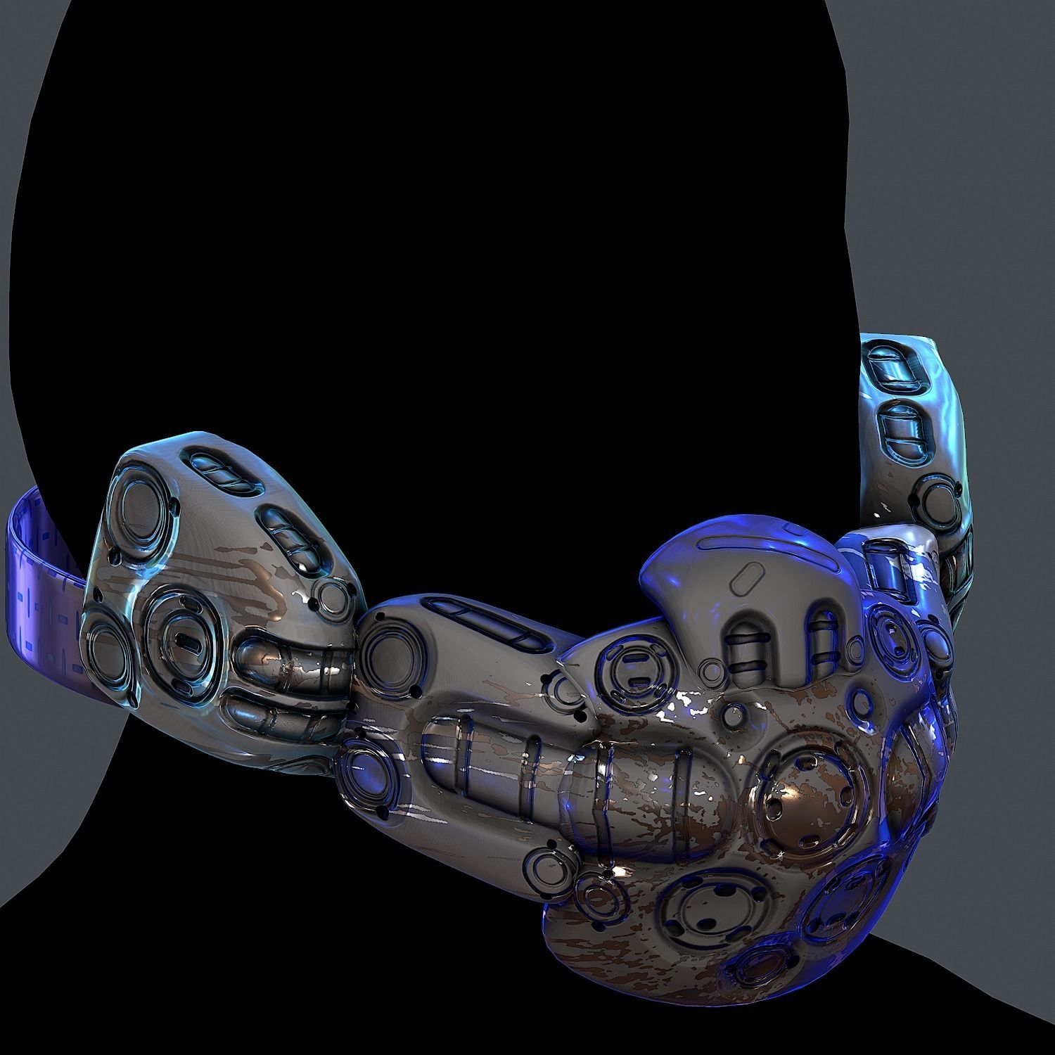 Gas mask helmet 3d model scifi Low-poly Low-poly 3D model_3