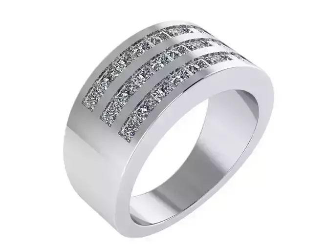 3 row princess stones ring 0083