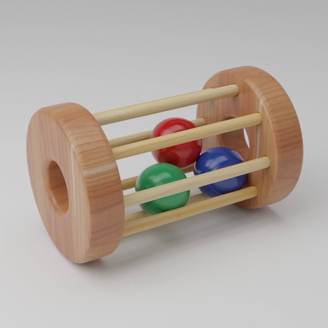 Wooden toy set PBR Low-poly 3D model_1