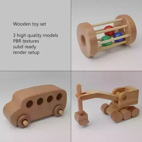 Wooden toy set PBR