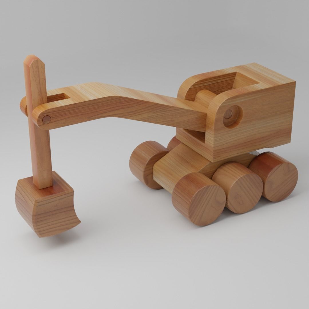 Wooden toy set PBR Low-poly 3D model_7
