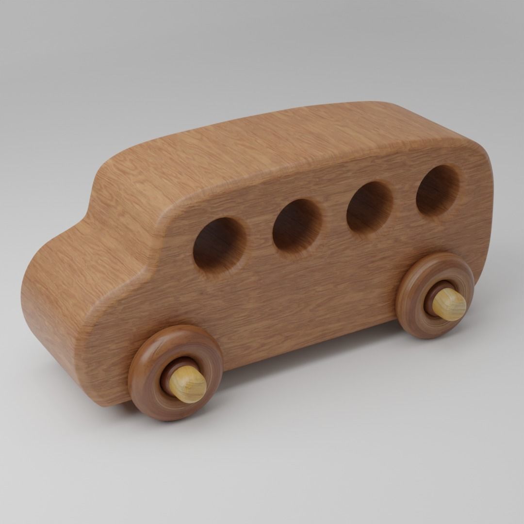 Wooden toy set PBR Low-poly 3D model_4