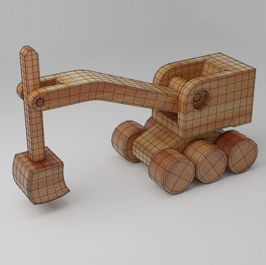 Wooden toy set PBR Low-poly 3D model_8