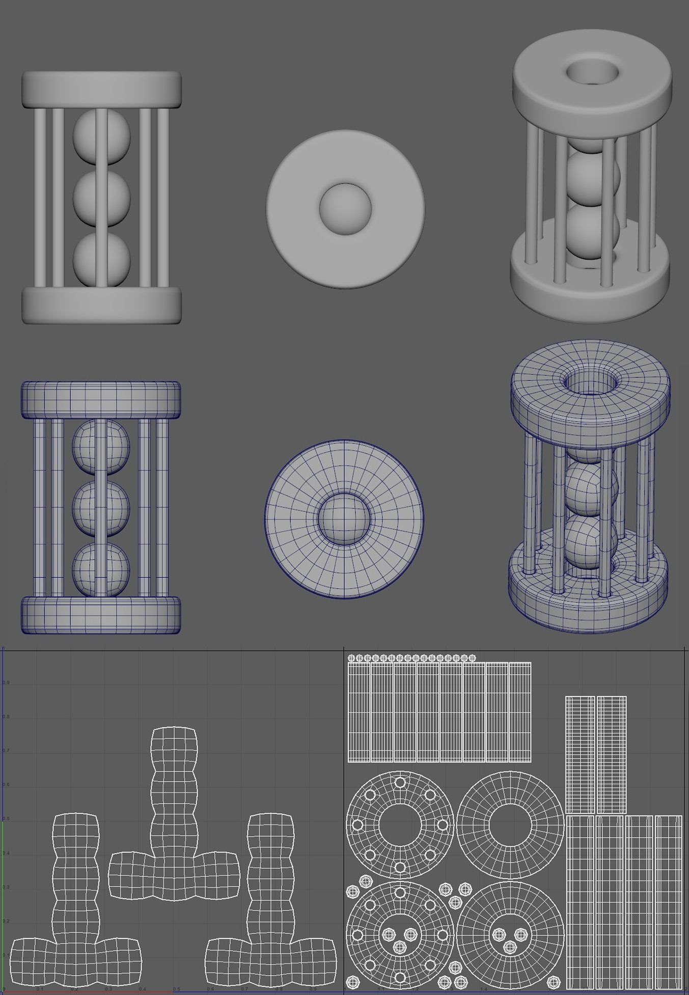 Wooden toy set PBR Low-poly 3D model_3