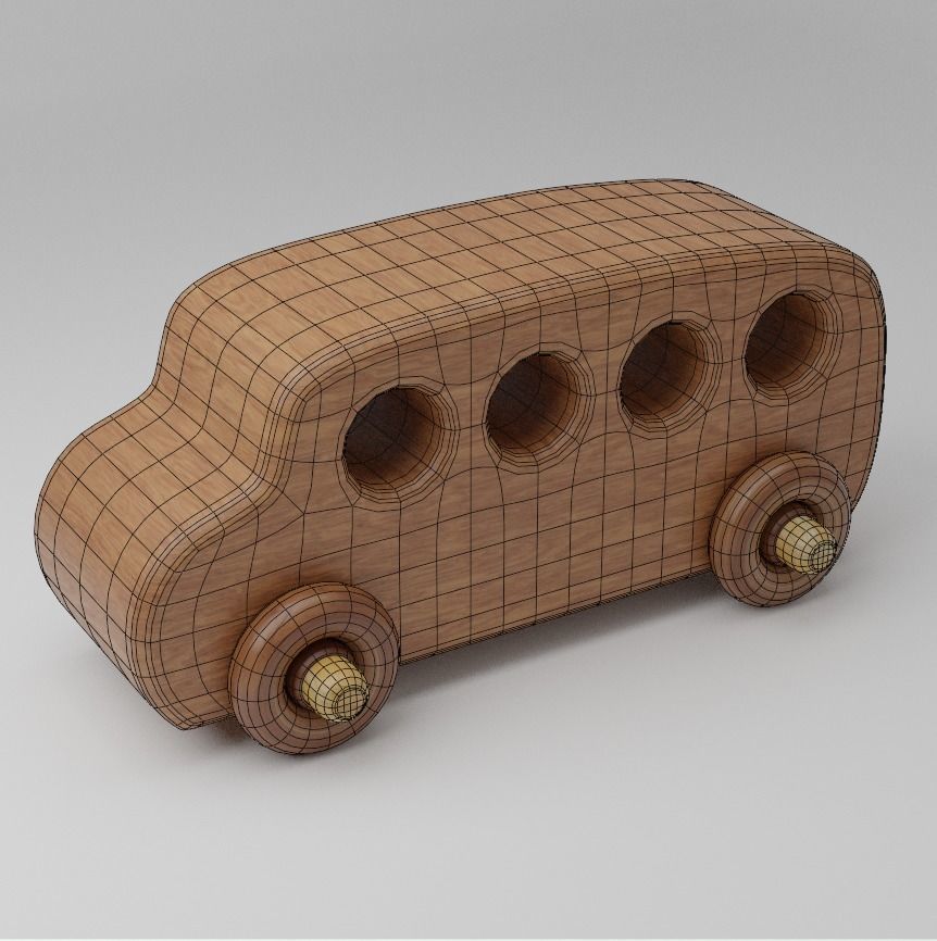 Wooden toy set PBR Low-poly 3D model_5