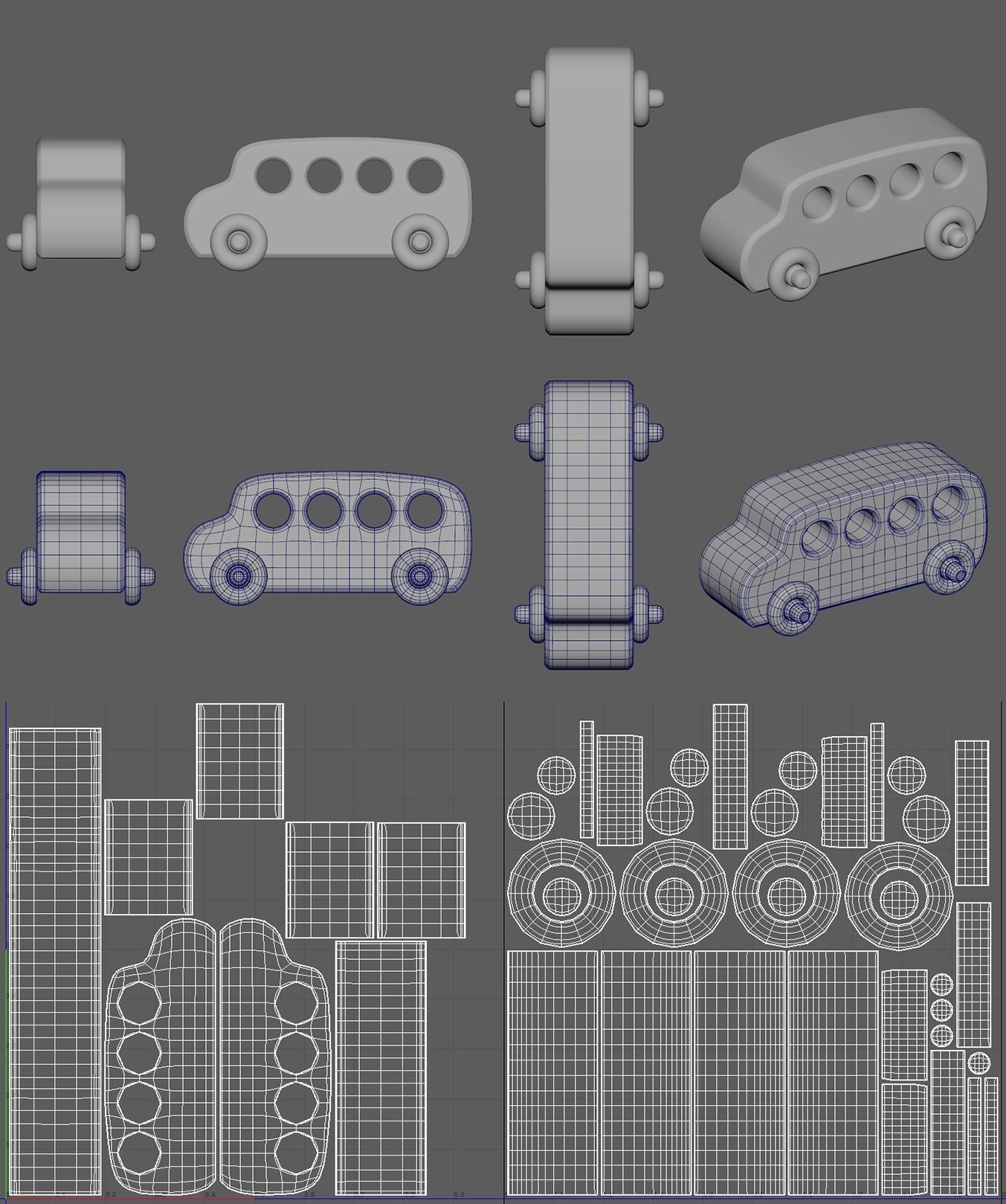 Wooden toy set PBR Low-poly 3D model_6