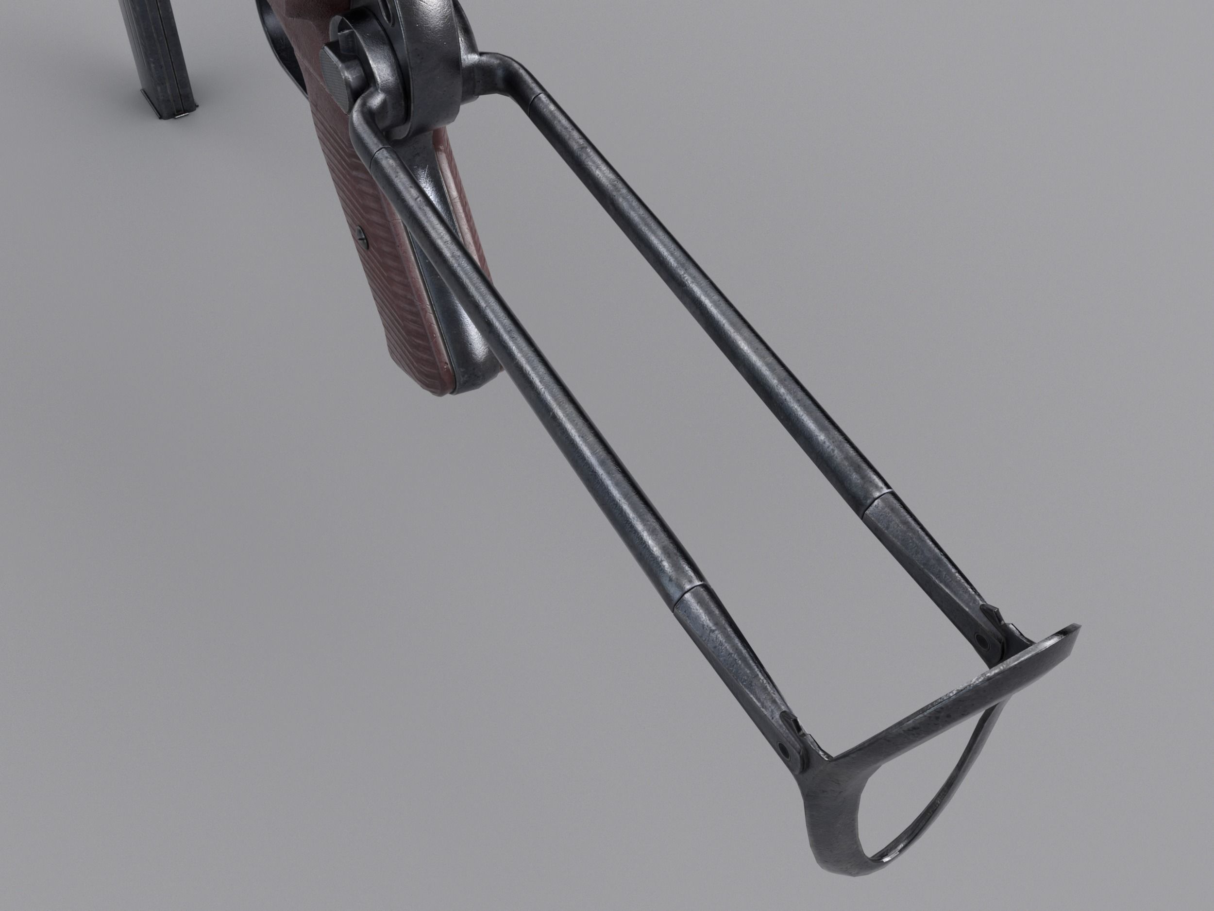 World War II - MP40 Submachine Gun - PBR and Game Ready Low-poly 3D model_14