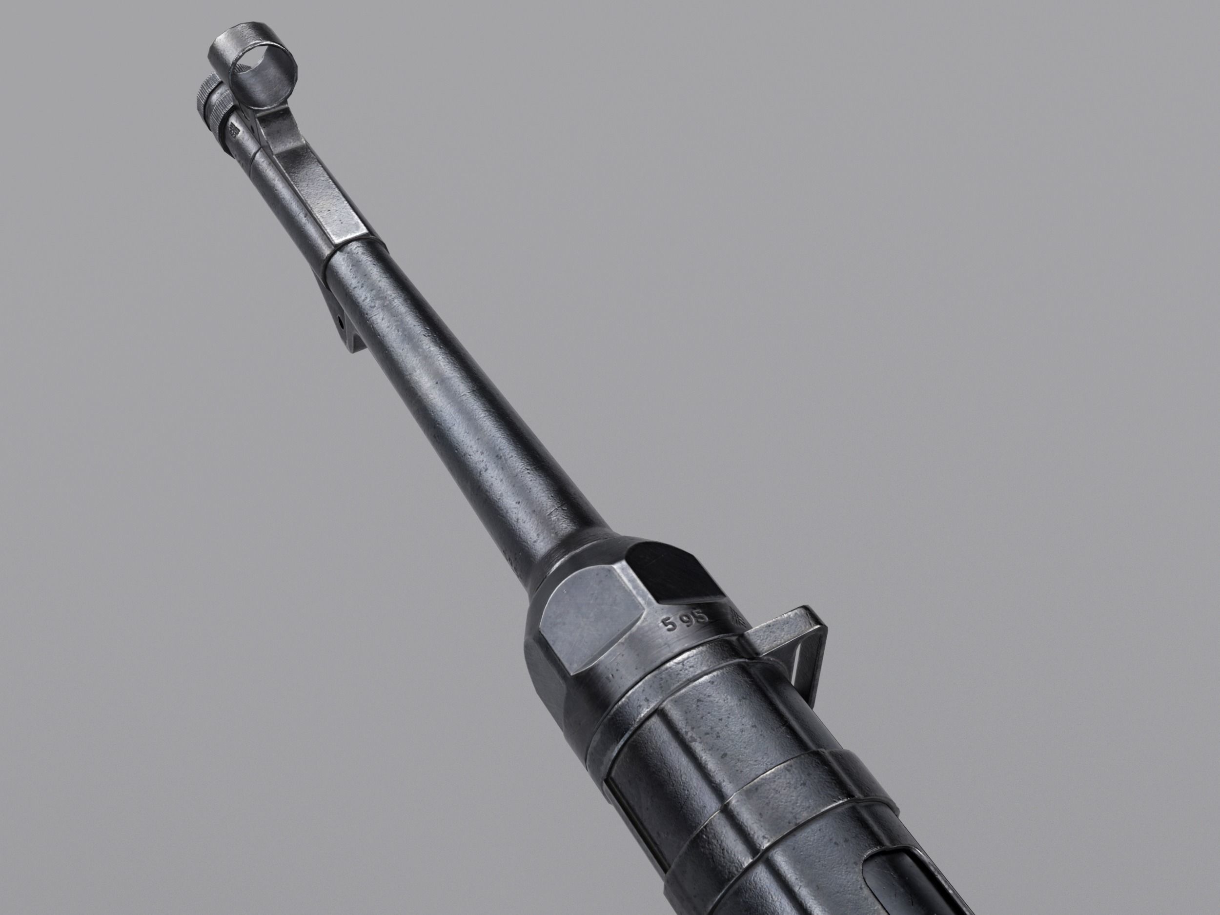 World War II - MP40 Submachine Gun - PBR and Game Ready Low-poly 3D model_11