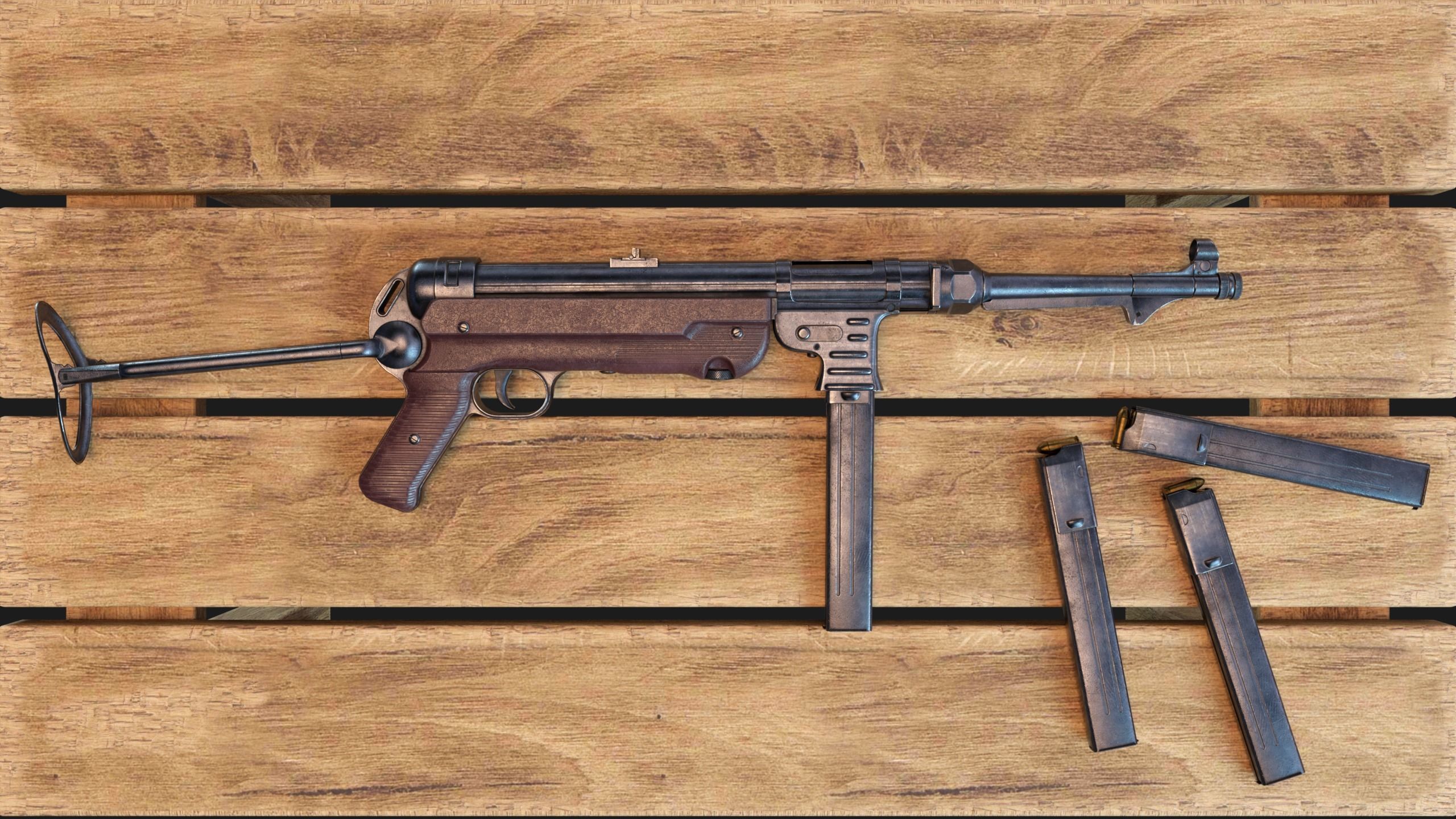World War II - MP40 Submachine Gun - PBR and Game Ready Low-poly 3D model_1