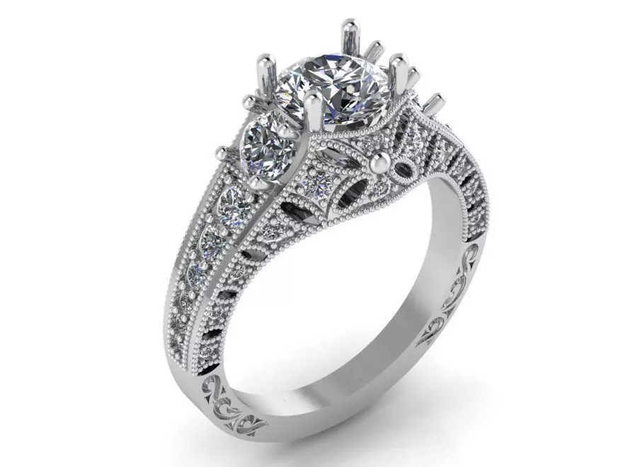 butterfly look ring with different size stones 0088 3D print model