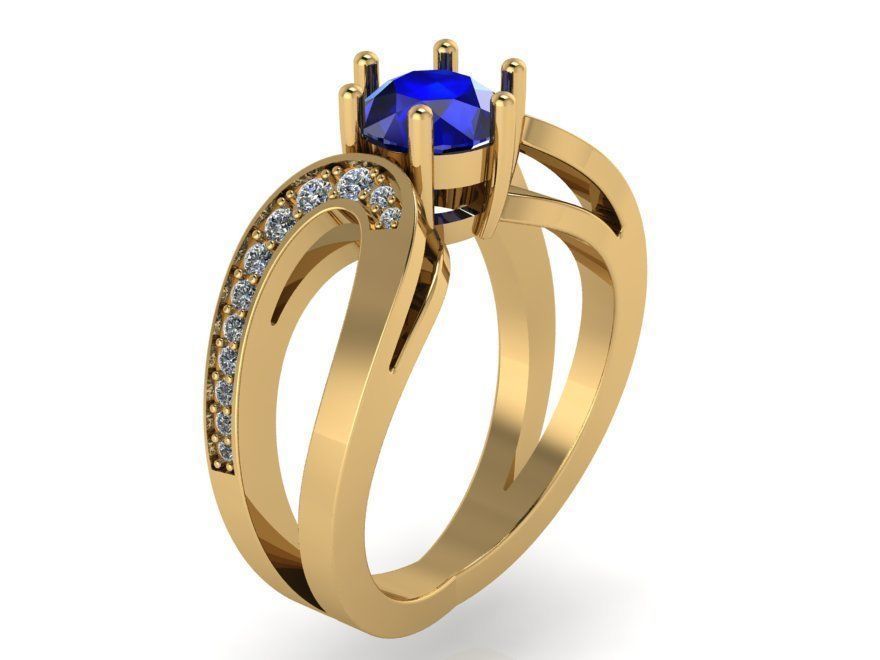 solitaire ring 0089 3D print model_1
