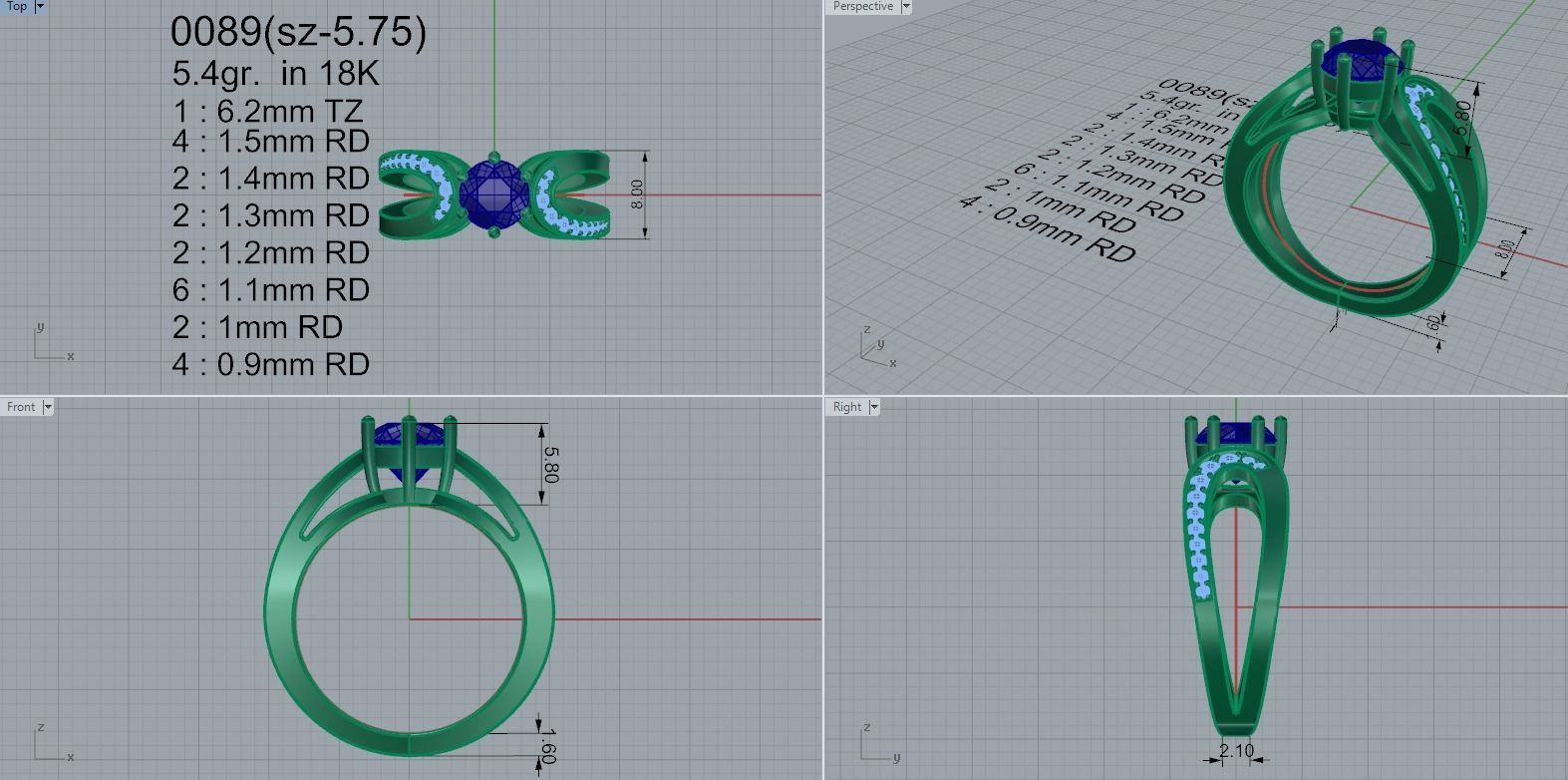 solitaire ring 0089 3D print model_4