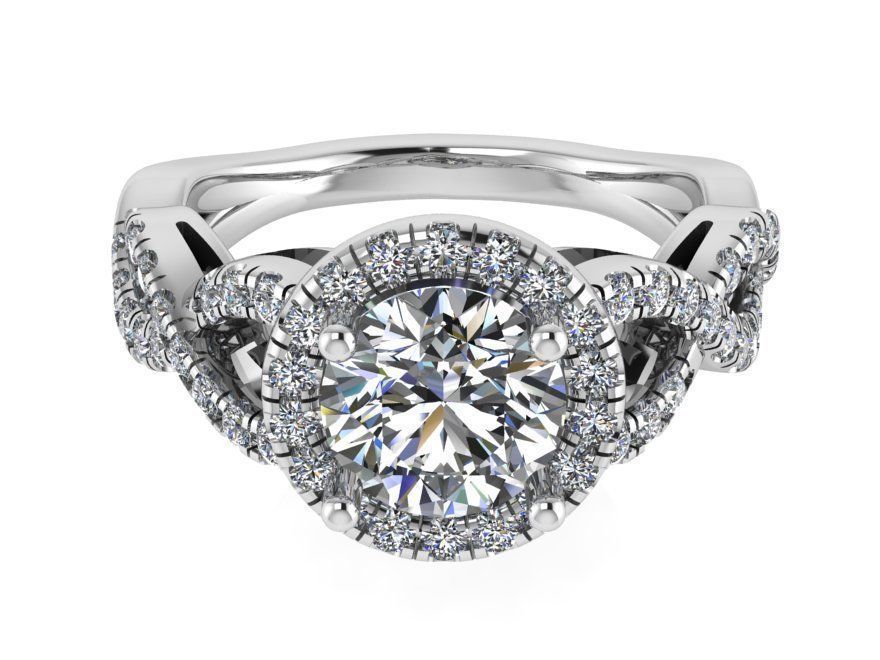 round halo twisted ring 0091 3D print model_3