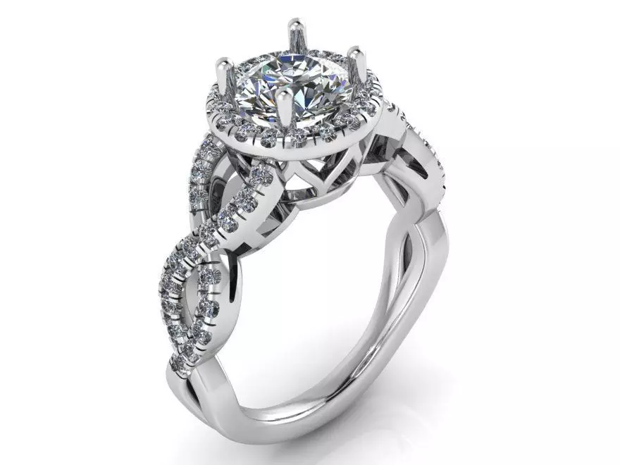 round halo twisted ring 0091 3D print model_0