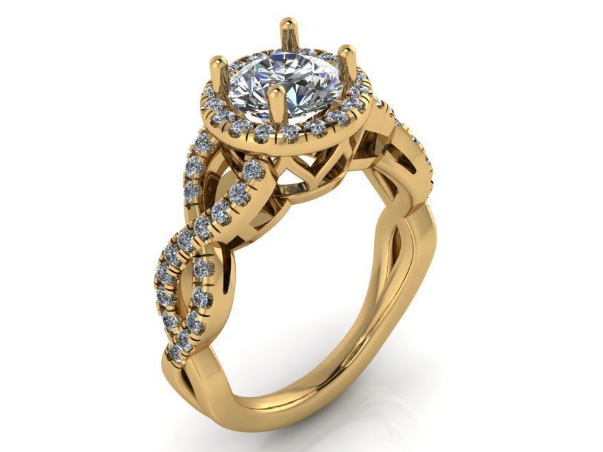 round halo twisted ring 0091 3D print model_1