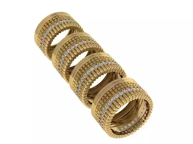 Ring285 four gold - plated rings with diamonds