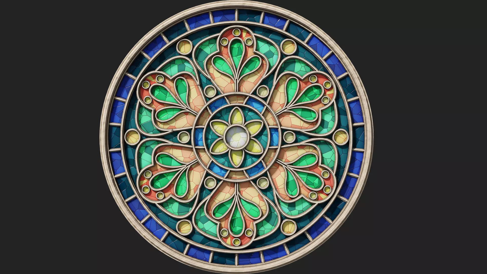 Round Gothic Rose Window 3D Model 3D model