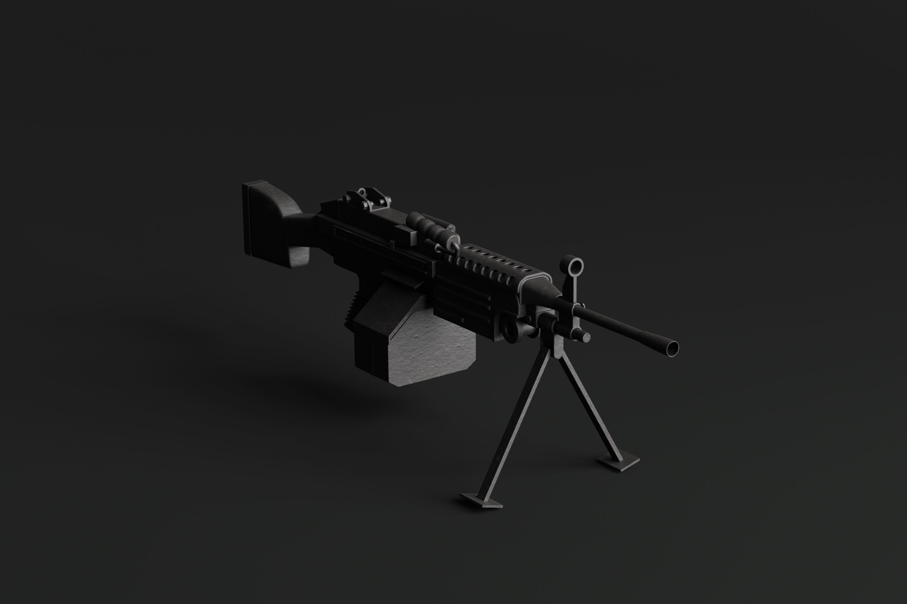 Machine Rifle Low-poly 3D model_5