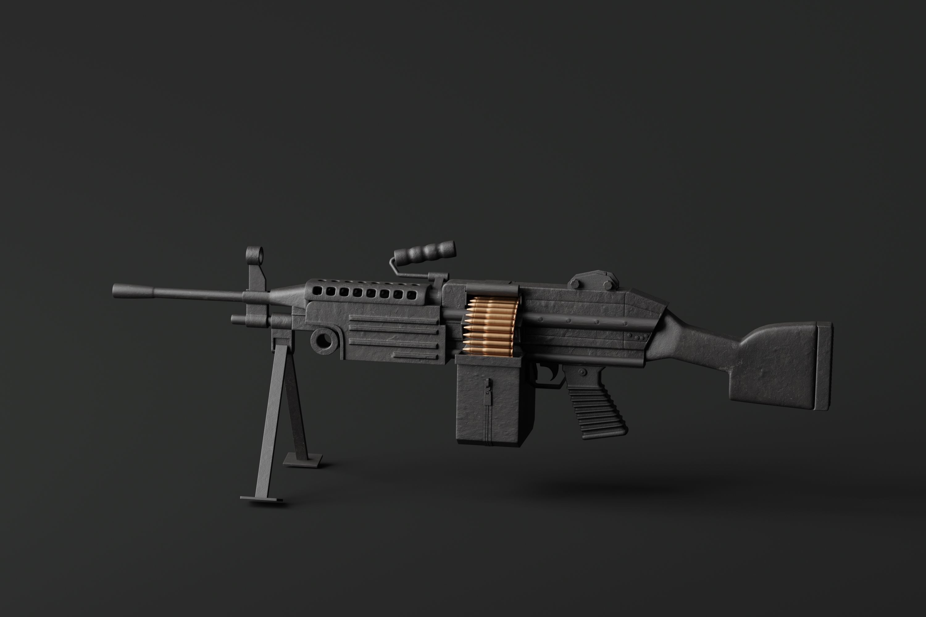 Machine Rifle Low-poly 3D model_2