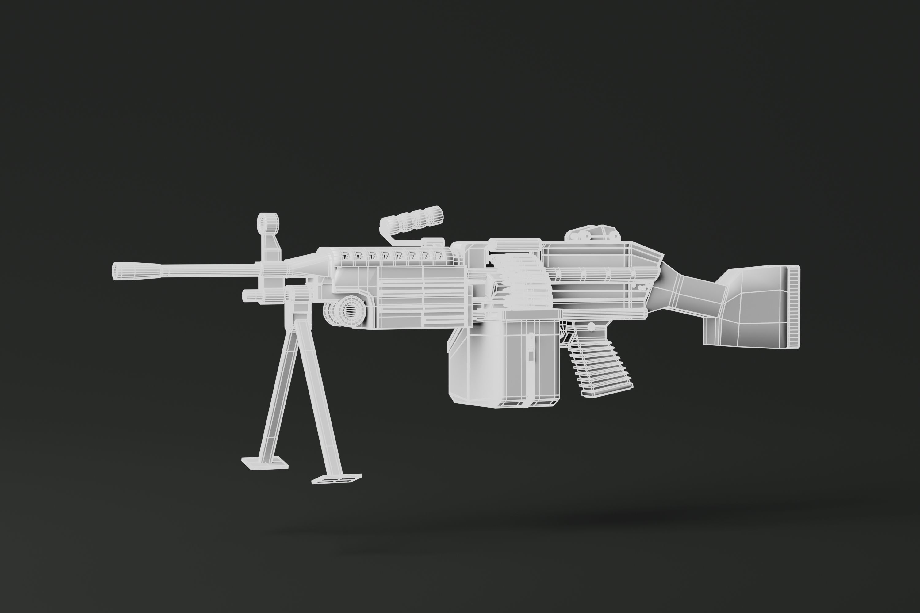 Machine Rifle Low-poly 3D model_10