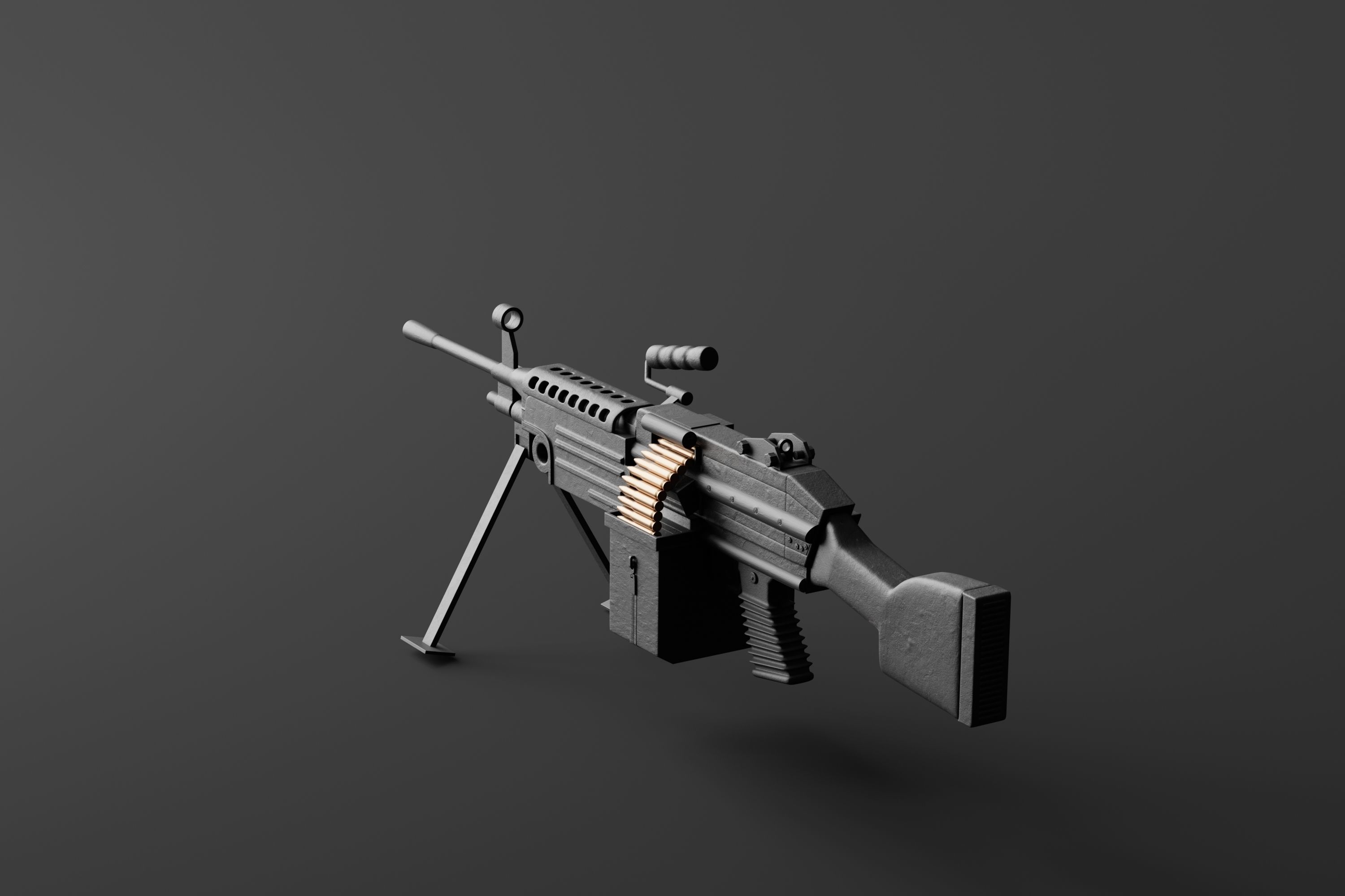 Machine Rifle Low-poly 3D model_3