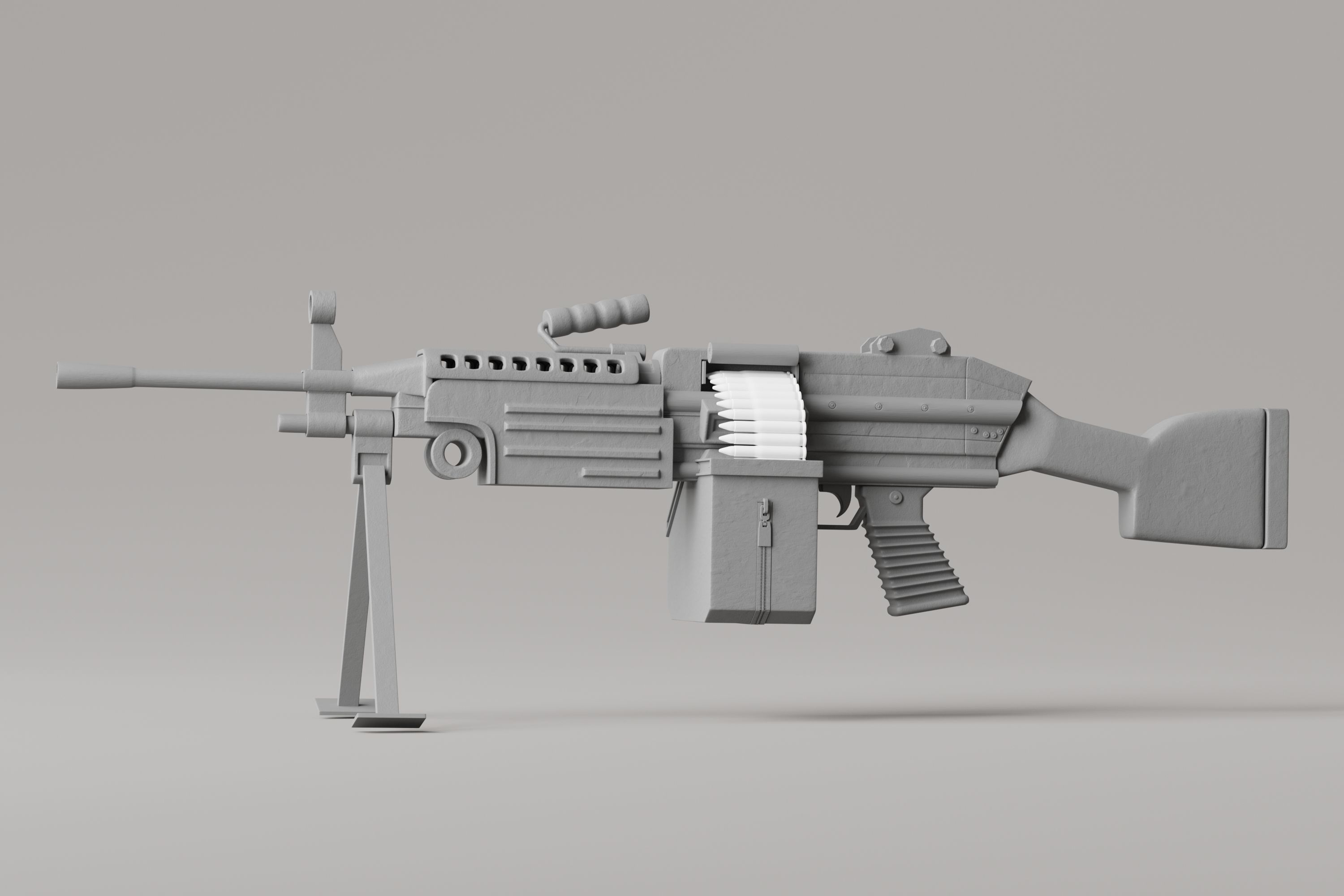 Machine Rifle Low-poly 3D model_9