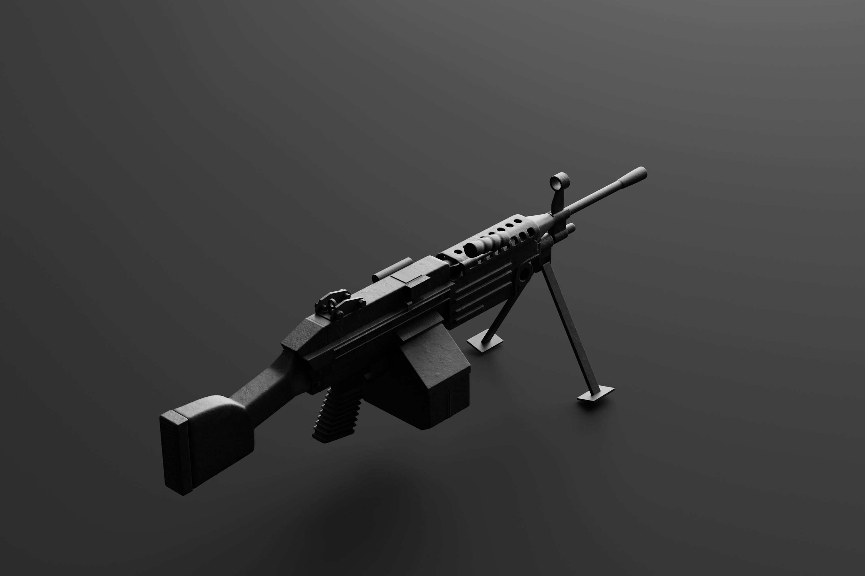 Machine Rifle Low-poly 3D model_4