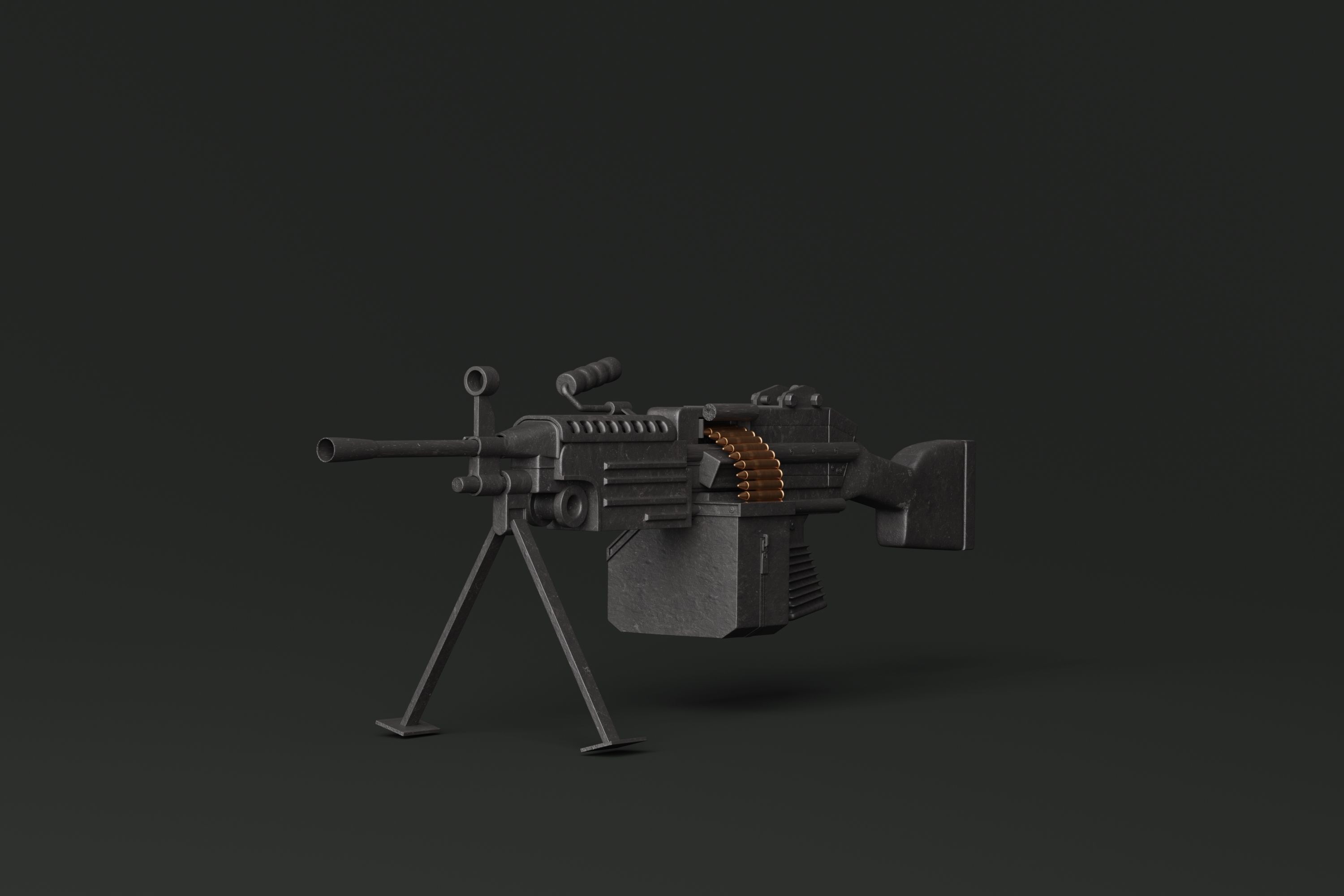 Machine Rifle Low-poly 3D model_1