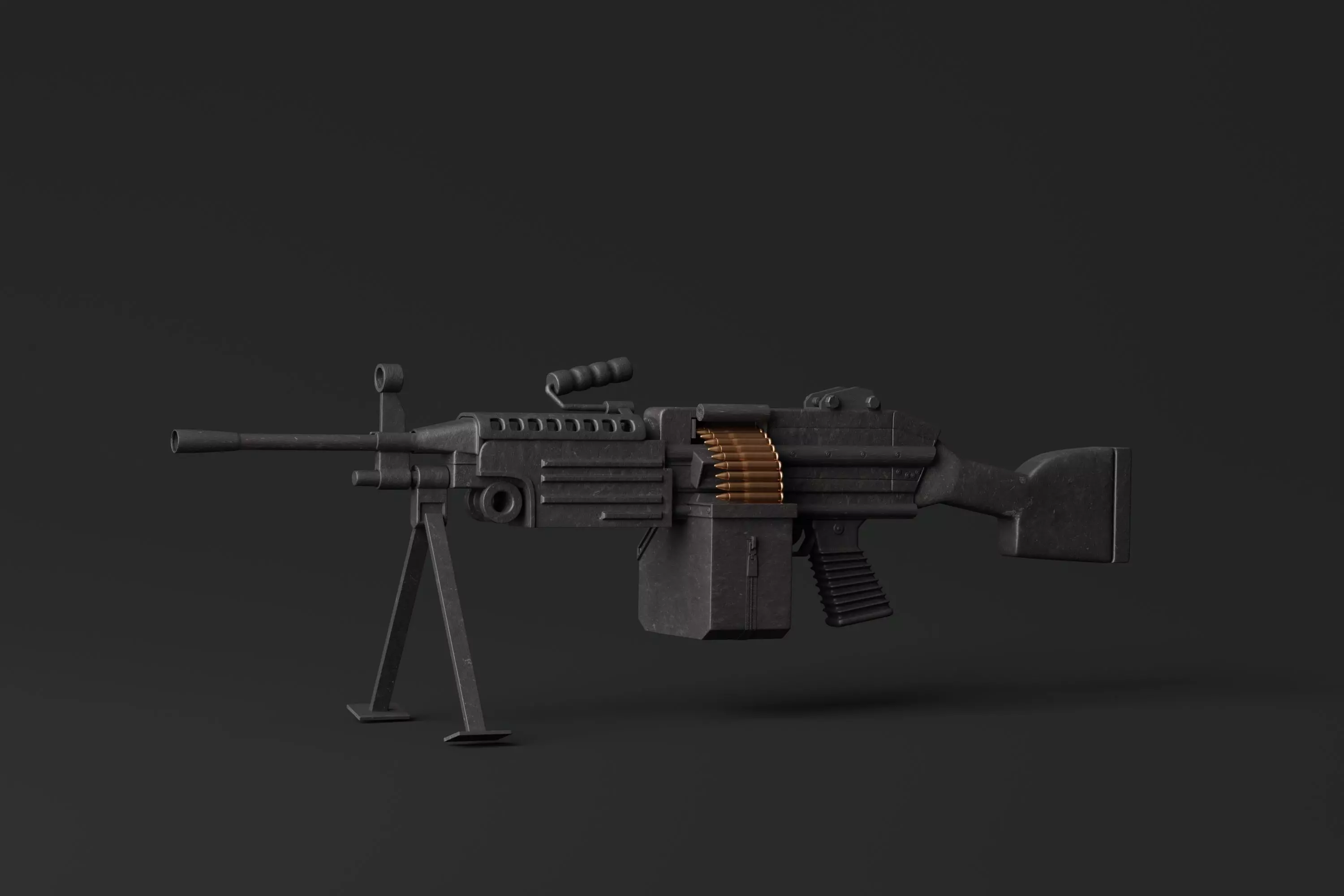 Machine Rifle Low-poly 3D model_0