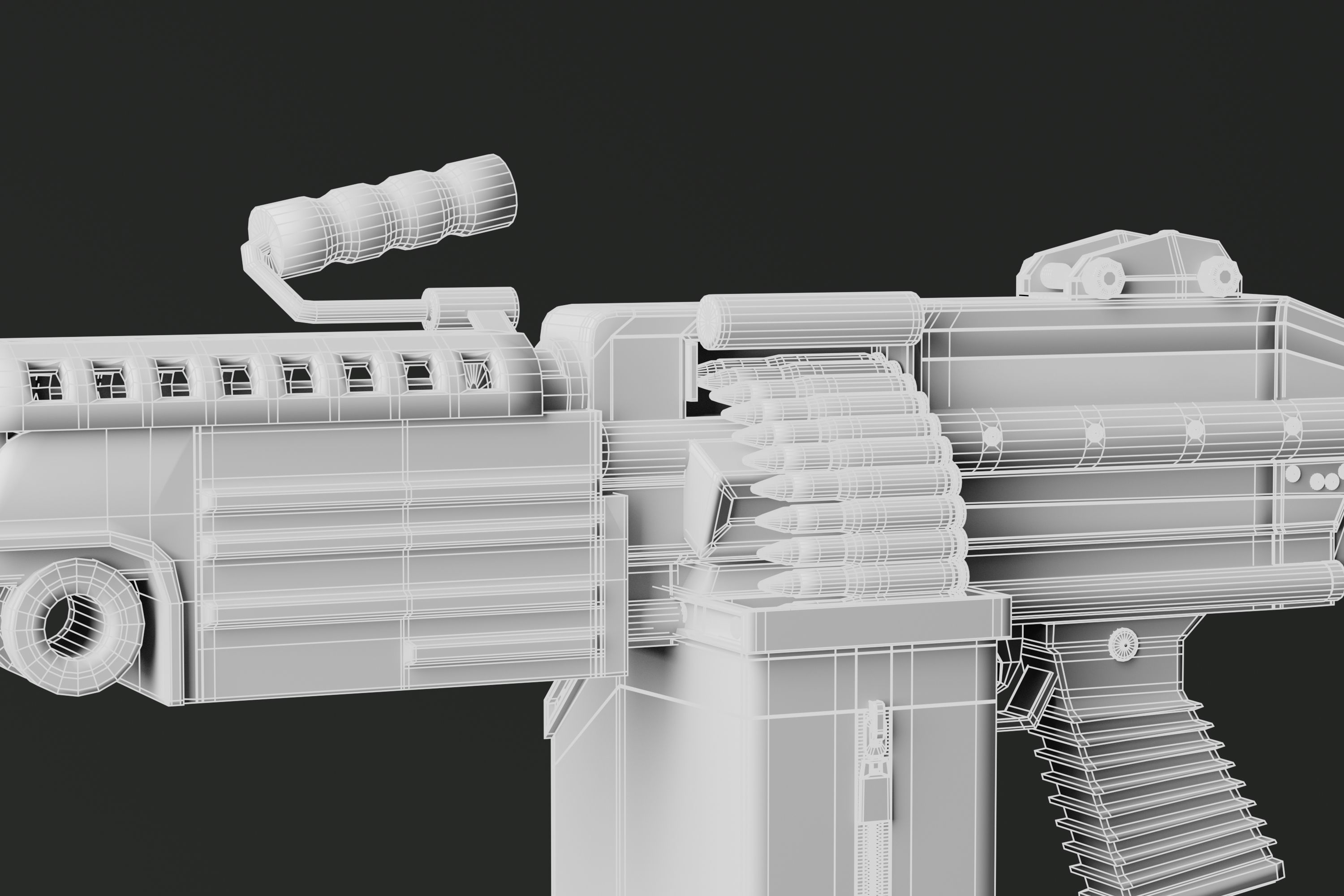 Machine Rifle Low-poly 3D model_11